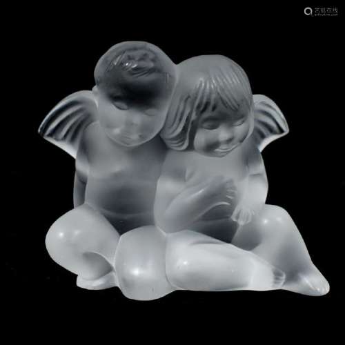 Lalique Crystal Cherubs Figurine