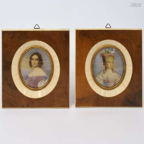 Pair of Signed Miniature Portrait Painting