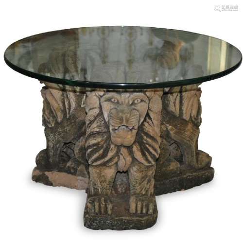Afghan Ceramic Lion Table Base