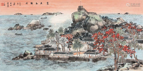 石进旺(中国，b.1968） 鹭岛红韵图