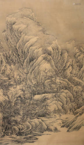 周显(中国，b.1982） 雪山楼阁图