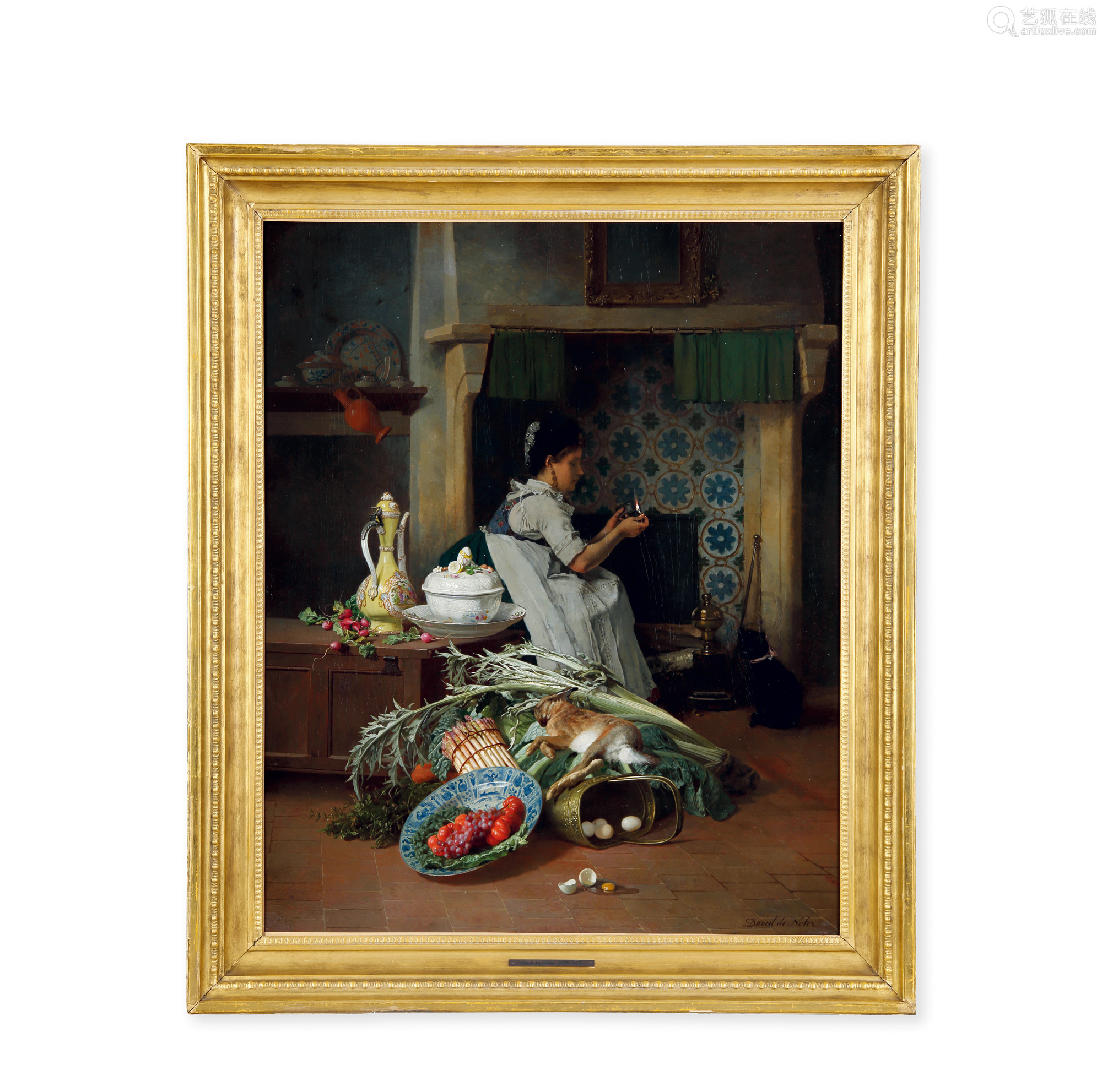 比利时 卫迪诺特《厨房间的女人 木板油画