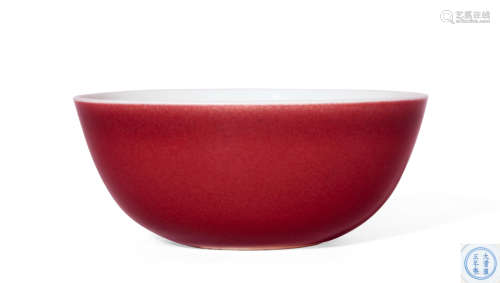 霁红釉卧足碗