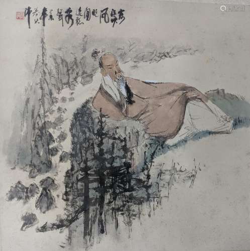 吳沛 山水人物 紙本 鏡片