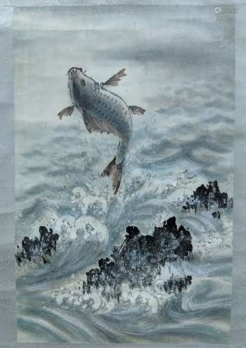 佚名 魚躍圖 紙本 鏡片