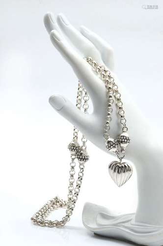 92.2 GRAMS 32'' STERLING THISTLE & BEE HEART NECKLA