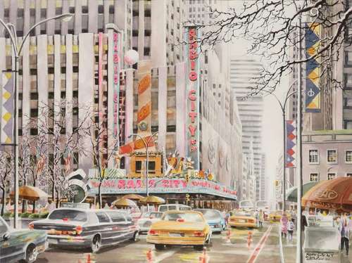 MICHAEL LEU WATERCOLOR NYC RADIO CITY