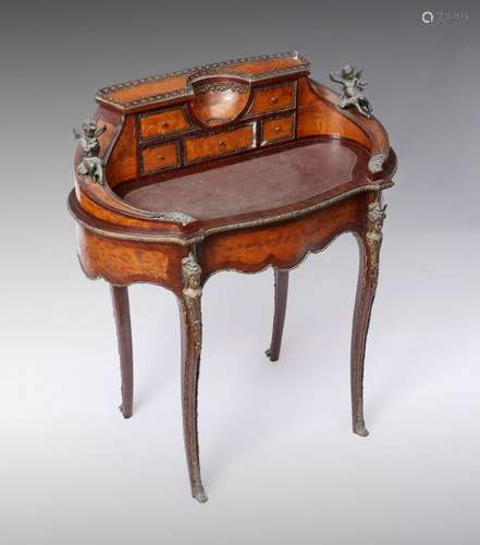 LOUIS XV STYLE FIGURAL ORMOLU MOUNTED DESK