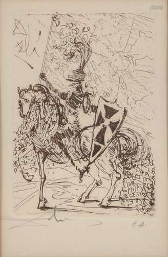 SALVADOR DALI ''EL CID'' WOOD ENGRAVING