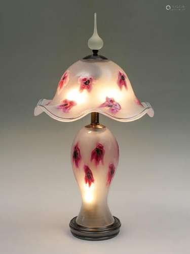 CHARLES LOTTON ART GLASS FLORAL LAMP