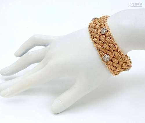 43 GRAM 14K MID CENTURY BRACELET WITH DIAMONDS