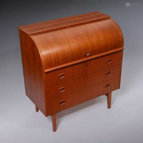 DANISH MODERN CYLINDER ROLL DESK