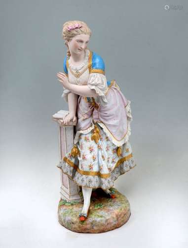 LARGE FRENCH NEOCLASSICAL CHELSEA BISQUE WOMAN