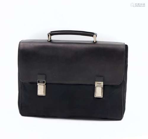 CLASSIC BLACK NYLON PRADA? BRIEF CASE WITH LEATHER