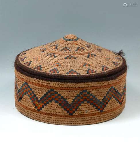 NATIVE AMERICAN INDIAN WOVEN BASKET