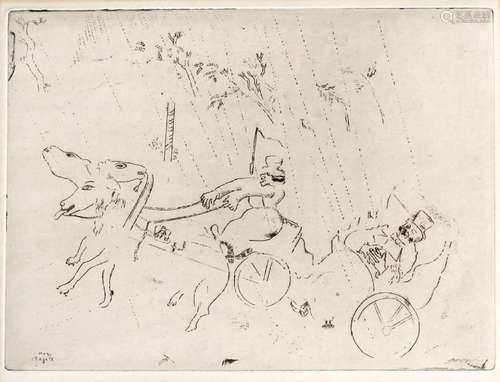 CHAGALL ETCHING FROM ''DEAD SOULS''