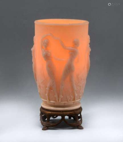 RARE ALADDIN GLASS TORCH SHAPED NUDE LAMP