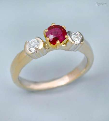 18K BURMA RUBY & DIAMOND RING