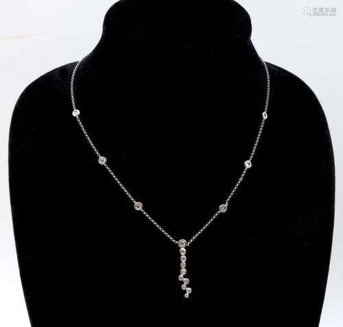 14K DIAMOND DROP PENDANT NECKLACE