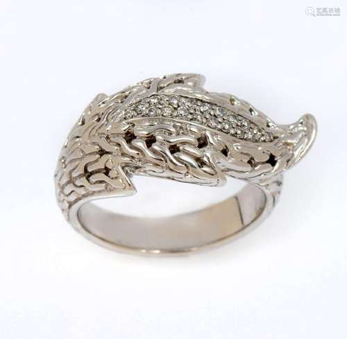 JOHN HARDY 18K & STERLING AYU LEAF DESIGN RING