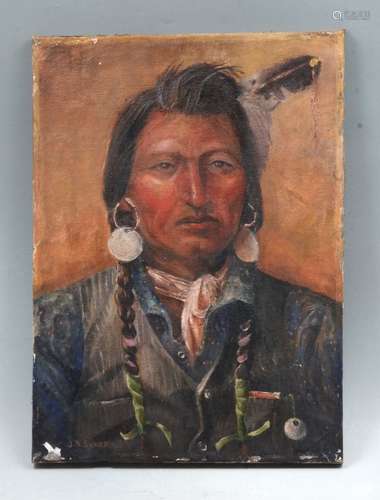 PORTRAIT PAINTING OF AN AMERICAN INDIAN