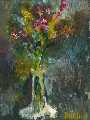 DAVID BURLIUK OIL FLORAL STILL LIFE