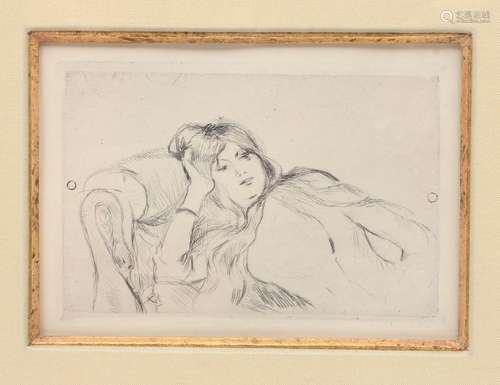 MORISOT ETCHING RECLINING WOMAN