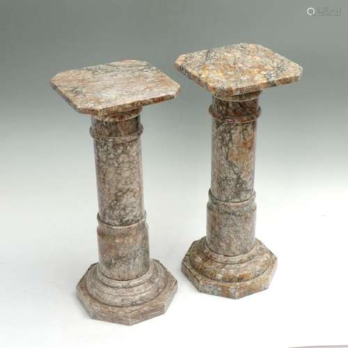 VARIEGATED BROWN MARBLE PEDESTALS