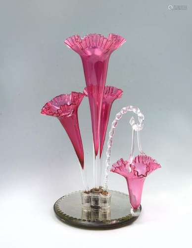 CRANBERRY GLASS EPERGNE