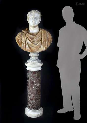 MARBLE BUST OF A CAESER WITH PEDESTAL