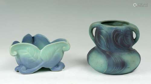 2 PC. VAN BRIGGLE FLORAL FORM VASES