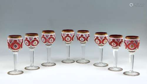 8 PIECE BOHEMIAN ENAMELED WINE GLASSES