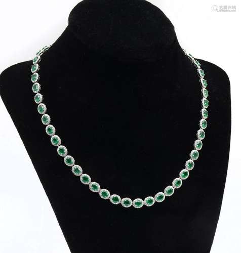 14K 17.01 CTW EMERALD & 6.06 CTW DIAMOND NECKLACE