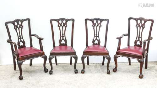 4 CARVED 19TH CENTURY CHIPPENDALE CHAIRS