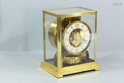 20世纪.瑞士老品牌“JAEGER-LECOULTRE”积家铜鎏金四方座钟