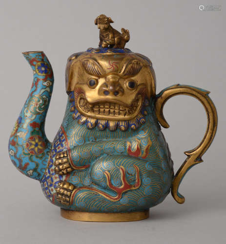 景泰藍獅子壺