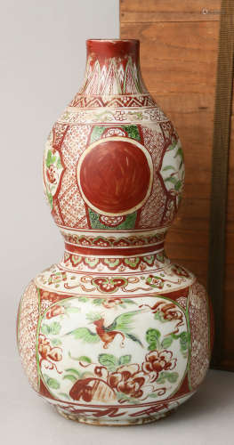 紅綠彩鳳紋葫蘆瓶