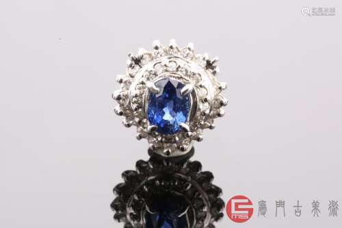 皇家蓝蓝宝石镶铂金钻石吊坠（铂金PT900，蓝宝0.55克拉，钻石D0.24克拉，附证书）