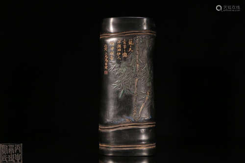 AN INK WITH BAMBOO&POETRY CARVING