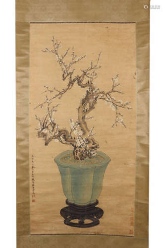 A PAINTING OF FLOWER INK SCROLL FROM ZHANGRUOCHENG