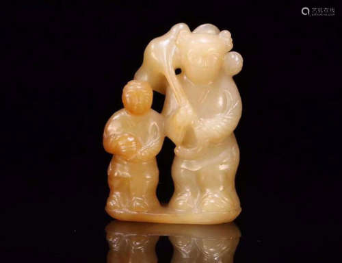 A HETIAN JADE CHARACTERS PATTERNED ORNAMENT