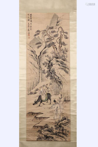 AN SCENE OF FAREWELL TO FRIENDS INK SCROLL FROM SULIUPENG