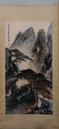 A SUMMER MOUNTAIN LANDSCAPE INK SCROLL FROM LIXIONGCAI