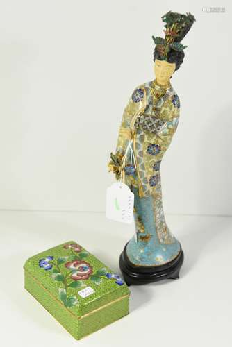 Statuette et boîte en cloisonné asiatique ( accident)