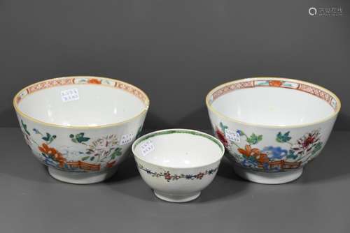 3 bols en porcelaine de Chine (Petits éclats)