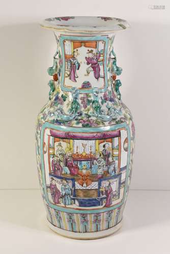 Vase chinois de la famille rose, 19ème siècle (H:46cm)