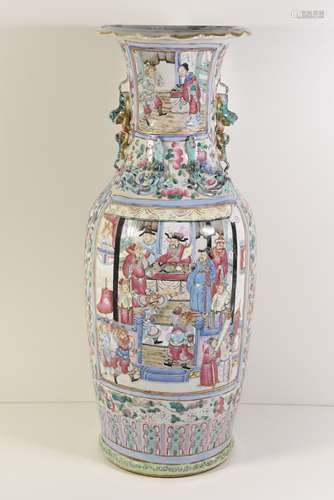 Vase chinois famille rose, 19ème siècle  (H:61cm)