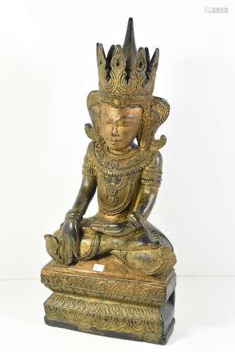 Statue asiatique en bois (H:51cm)