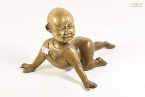 Personnage asiatique en bronze (Ht 14cm; long 20cm)