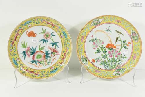 Paire d'assiettes en porcelaine de Chine 19ème siècle (Dia:22cm)